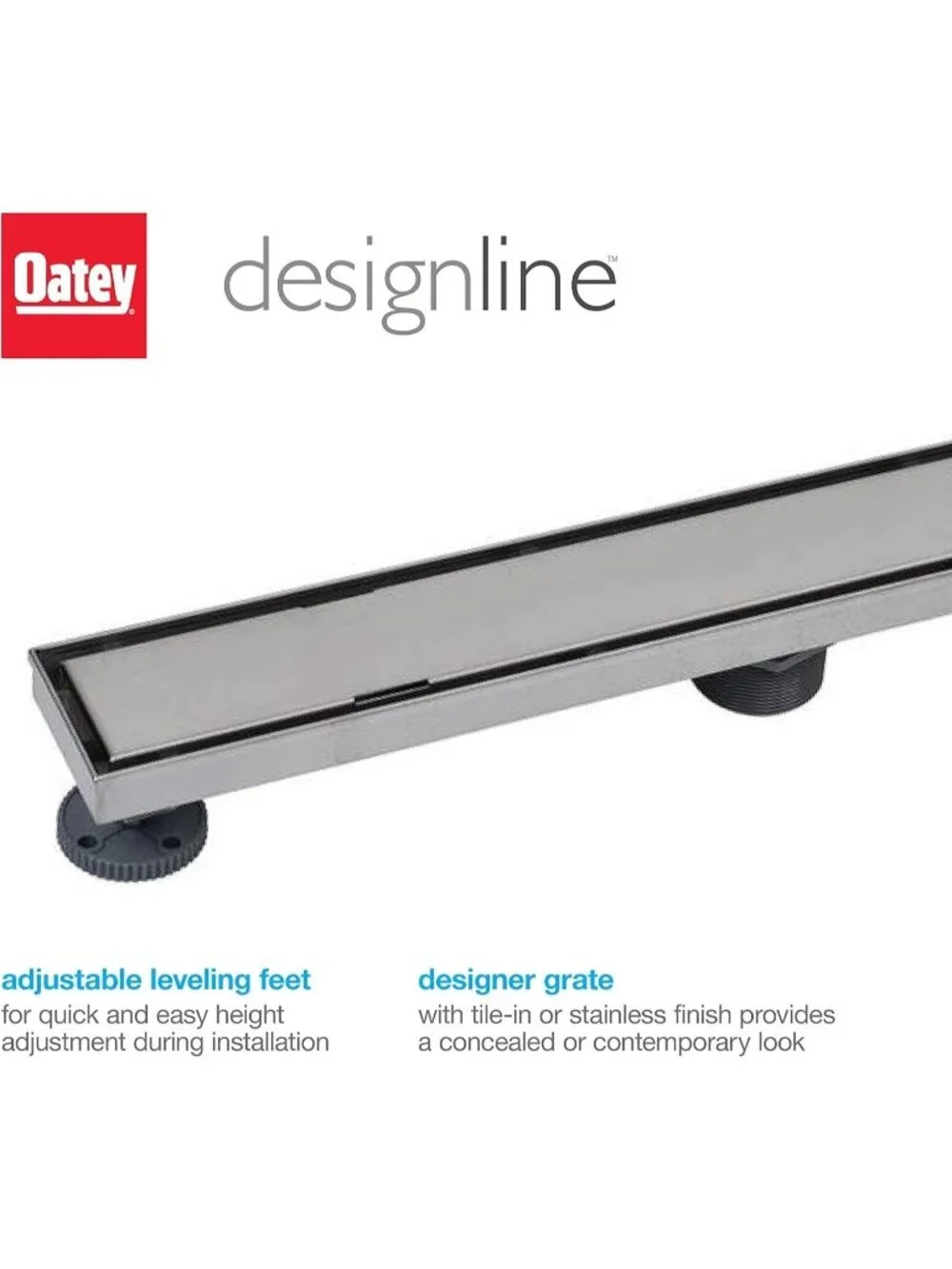 Oatey Designline  36 Inch Stainless Steel Linear Shower Drain Tile in pattern